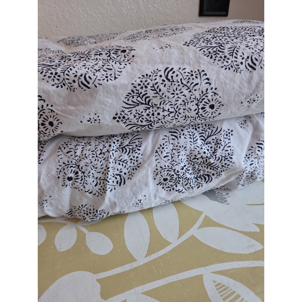 Threshold Full/queen Sheets Black White Paisley 1 Flat 1 Fitted 100% Cotton